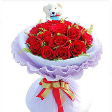  Divine - Red Roses & Small Bear flowers Mayaflowers 