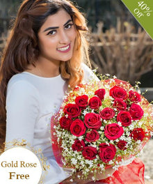  Red Roses By Maya Flowers - Free Gold Rose flowers Mayaflowers 