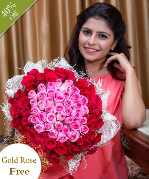 Shades of Pink and Red By Maya Flowers - Free Golden Rose flowers Mayaflowers 