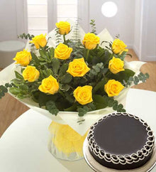  Dozen Yellow Bouquet with Chocolate Surprise flowers Mayaflowers 