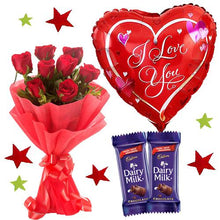 Premium Love Balloon with chocolate & Red Roses Bunch flowers Mayaflowers 