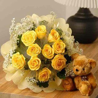 Sunny Rose Surprise with Bear flowers Mayaflowers 