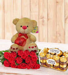 Roses, Ferrero Rocher & Bear flowers Mayaflowers 