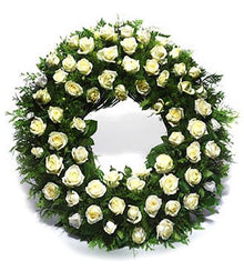 Serene Blessings with White Roses Wreath flowers Mayaflowers 