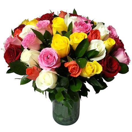 Assorted Roses in Vase flowers Mayaflowers 